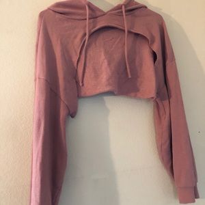 pink cut off sweatshirt